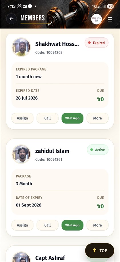 MyGyM app preview